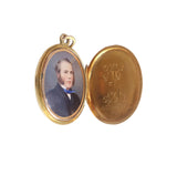 Victorian C. 1856 Rose Cut Diamond, Blue Enamel and Gold Portrait Miniature Locket