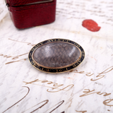 Georgian C. 1791 Black Enamel and Gold Hair Set Mourning Brooch