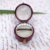 Georgian C. 1820 Half Hoop Pearl and Turquoise 15K Gold Ring Size