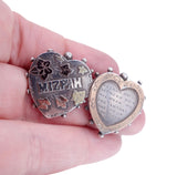 Victorian C. 1896 Three Tone Sterling Silver and Gold Double Heart Mizpah Brooch