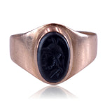 Victorian c. 1890 Warrior Intaglio Neoclassical Gold Signet Ring