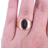 Victorian c. 1890 Warrior Intaglio Neoclassical Gold Signet Ring