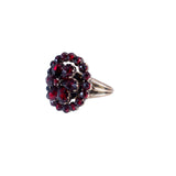 Victorian c. 1870 Bohemian Garnet Rose Gold Cluster Ring