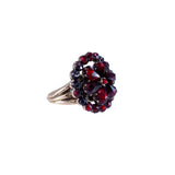 Victorian c. 1870 Bohemian Garnet Rose Gold Cluster Ring