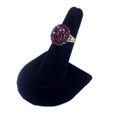 Victorian c. 1870 Bohemian Garnet Rose Gold Cluster Ring