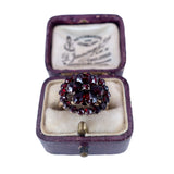 Victorian c. 1870 Bohemian Garnet Rose Gold Cluster Ring