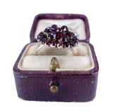 Victorian c. 1870 Bohemian Garnet Rose Gold Cluster Ring