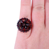 Victorian c. 1870 Bohemian Garnet Rose Gold Cluster Ring