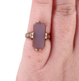 Victorian c. 1900 Sardonyx Rectangular Rose Gold Signet Ring