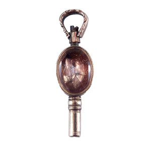 Victorian Gold Cased Bloodstone and Rock Crystal Watch Key Fob Pendant