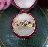 Edwardian C. 1910 Diamond and Sapphire 18K Gold Ring