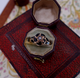 Victorian C. 1860 Black Enamel, Pearl and 15K Gold Mourning Ring