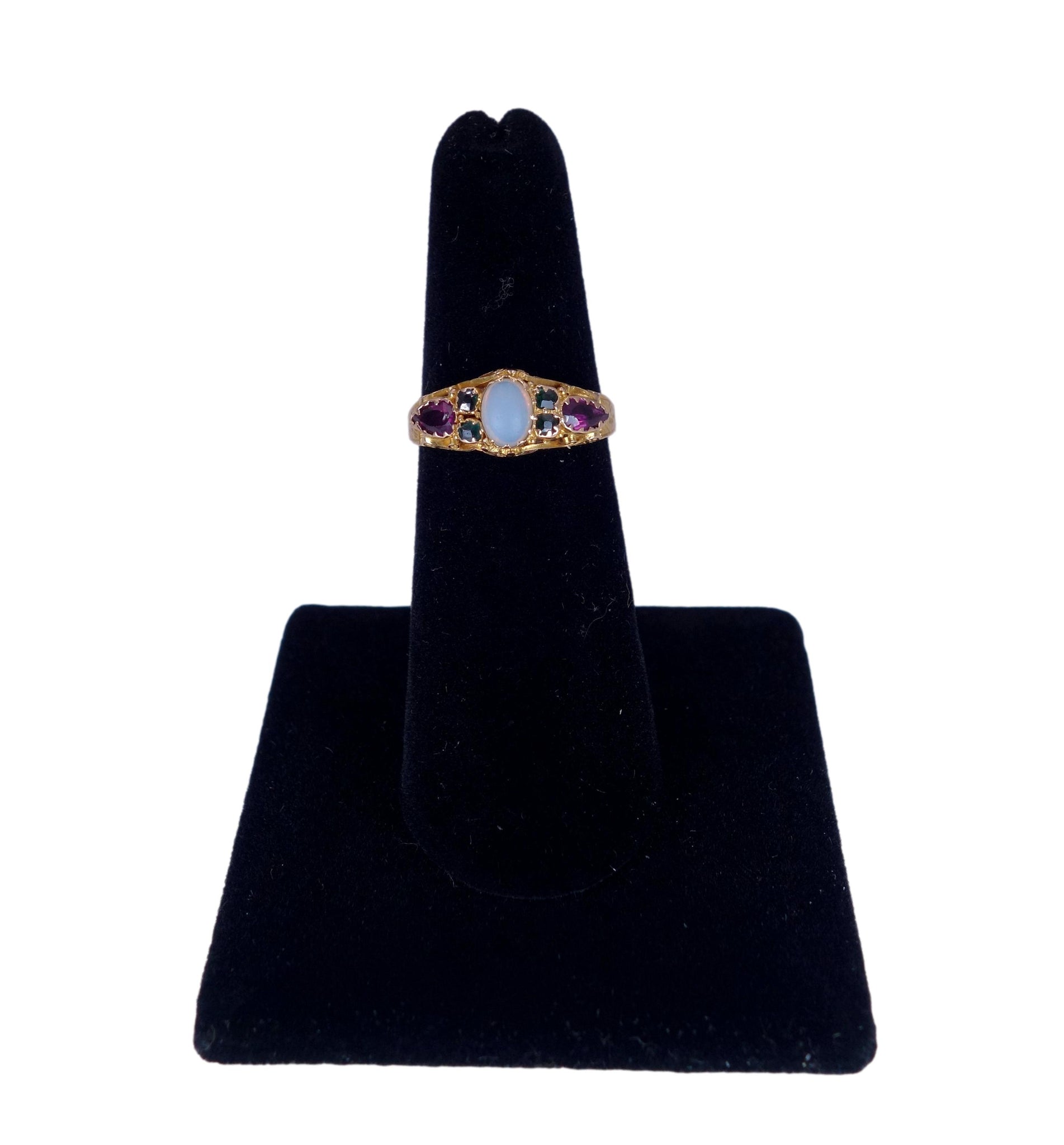 Victorian C. 1873 Moonstone, Emerald and Garnet 15K Gold Ring – JYMankin  Jewelry