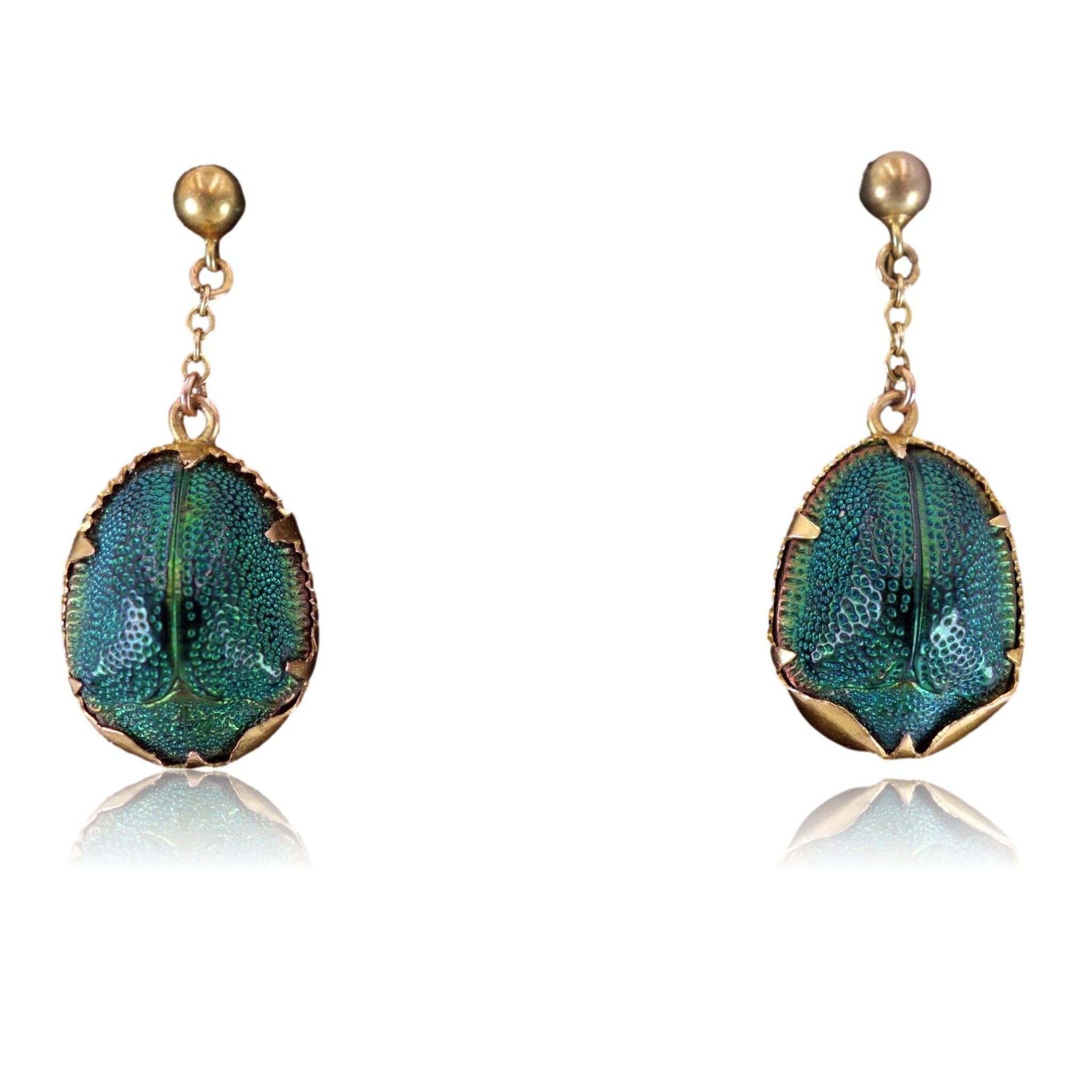 Gold scarab store earrings