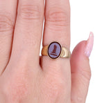 Victorian C. 1860 German Bear Paw Sardonyx and Gold Signet Ring