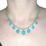 Edwardian C. 1910 Turquoise Pave Necklace