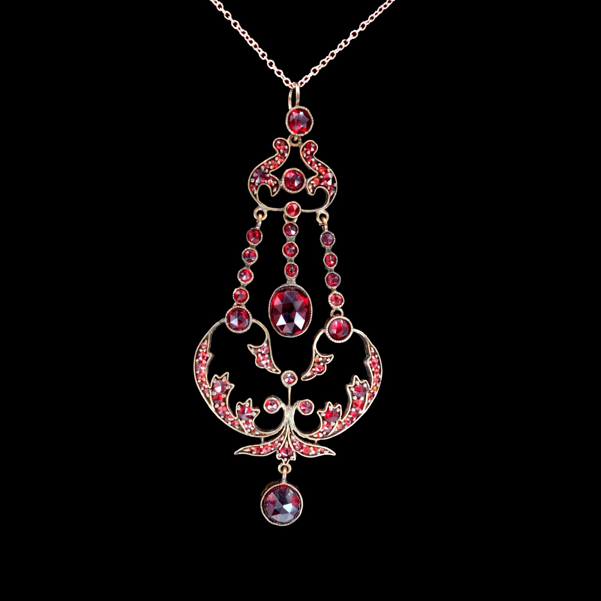 Antique Victorian Bohemian Garnet Necklace - Elegant Finishing Touches