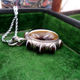 Victorian C. 1880 Banded Agate Locket Pendant